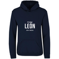 Sudadera con capucha Puro León en color Marino, estampado DTG al frente