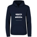 Sudadera con capucha Birote antes que bolillo en color Marino, estampado DTG al frente
