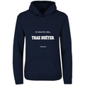 Sudadera con capucha Si sale el sol, trae suéter. en color Marino, estampado DTG al frente