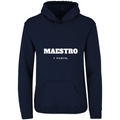 Sudadera con capucha Maestro, y punto. en color Marino, estampado DTG al frente