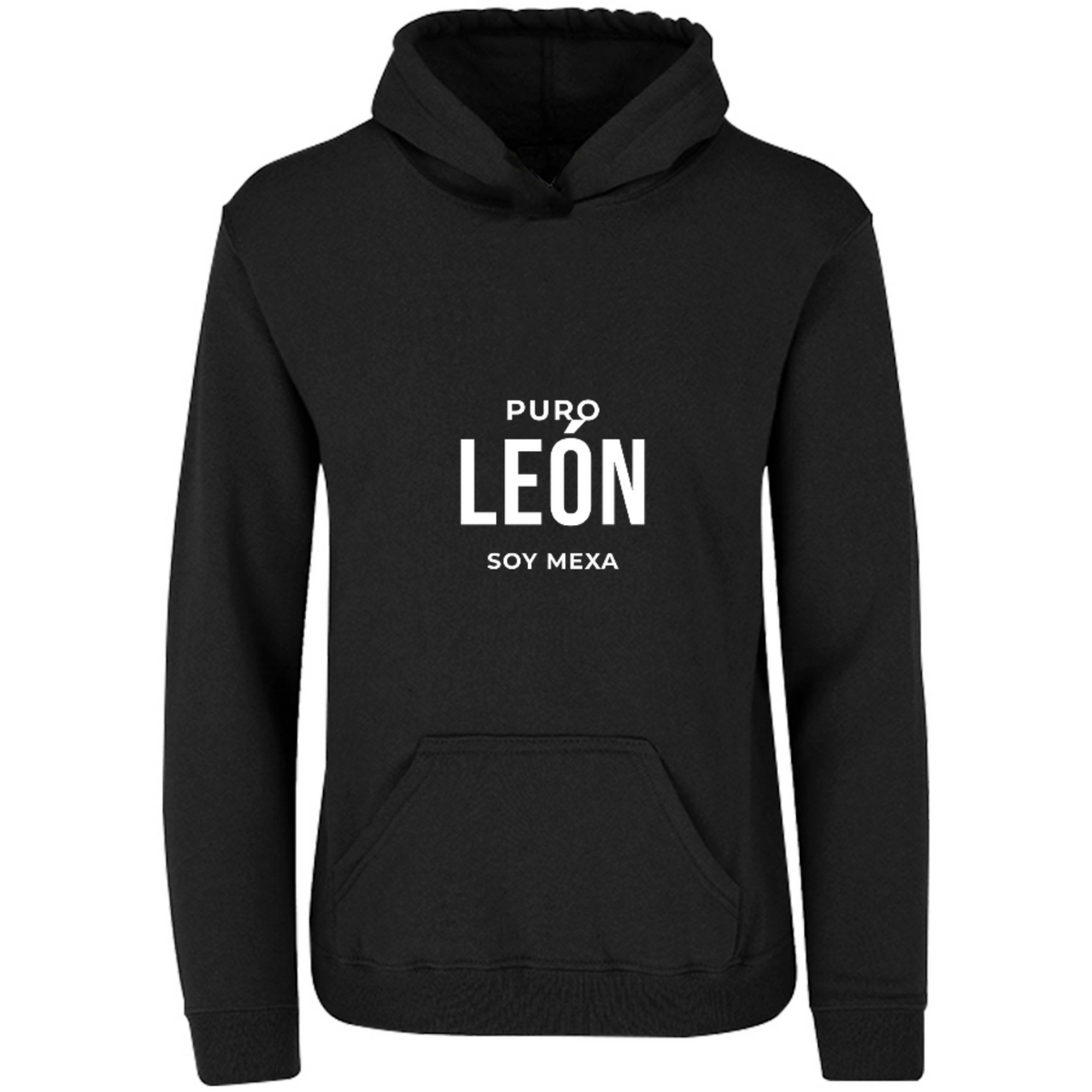 Sudadera con capucha Puro León en color Negro, estampado DTG al frente