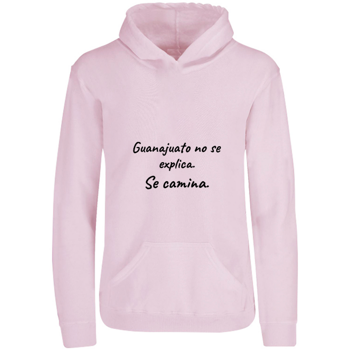 Sudadera con capucha Guanajuato se camina en color Rosa Pastel, estampado DTG al frente